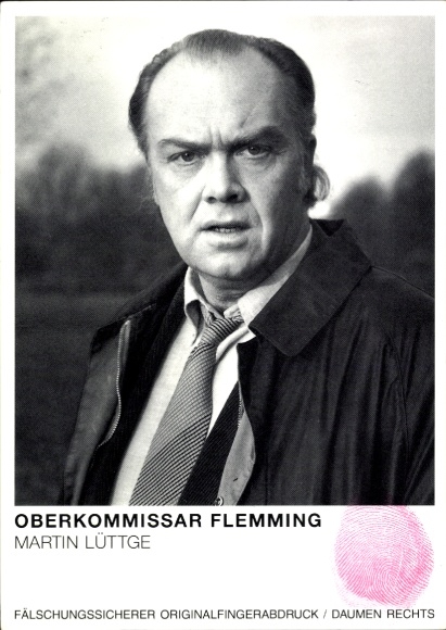 Postcard actor Martin Lüttge, portrait, Chief Inspector Flemming, autograph