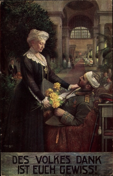 Artist PC Fischer, The people&#39;s thanks are certain, Empress Auguste Viktoria visits a war veteran
