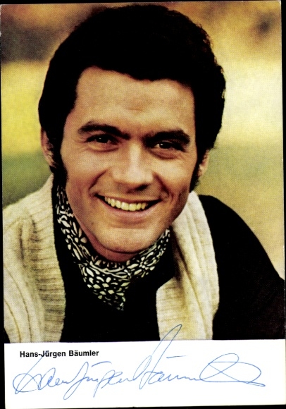 Postcard actor and figure skater Hans-Jürgen Bäumler, portrait, ZDF, autograph