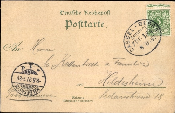 Chromo-Litho Elm Schluechtern in Hesse, train station, track side, Brandenstein Castle, castle
