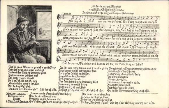 Song Postcard Soph, Hans, Da Eisnbah&#39;, Erzgebirge dialect