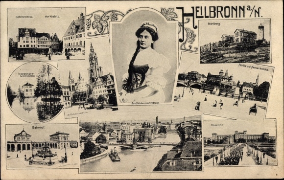 Ak Heilbronn in Baden Württemberg, Kätchenhaus, Bahnhof, Kaserne, Wartberg, Kirche