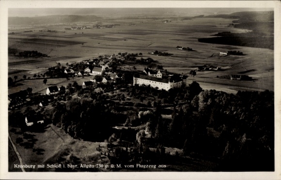 Postcard Kronburg Unterallgäu, aerial photograph