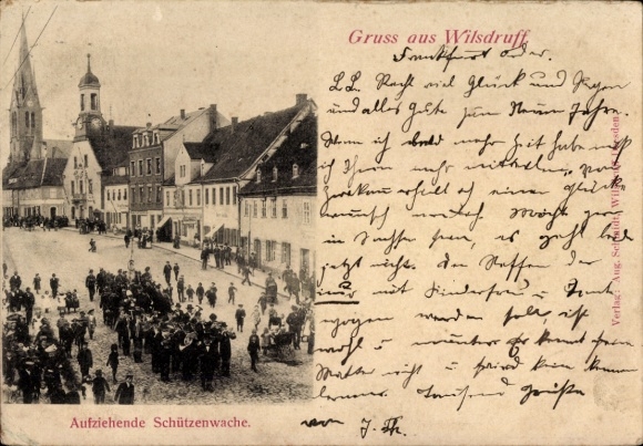 Postcard Wilsdruff in Saxony, approaching Schützenwache