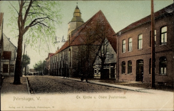 Postcard Petershagen an der Weser, Evangelical Church, Obere Poststrasse