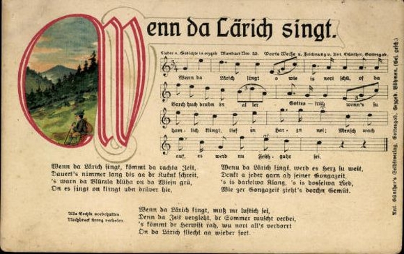 30 individual song cards, Anton Günther