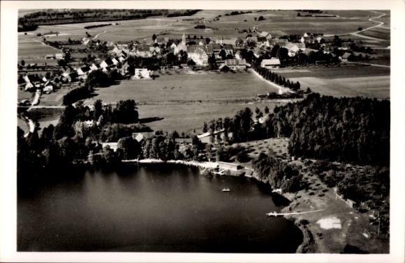 Ak Buxheim in Schwaben, Weiherhaus, Fliegeraufnahme