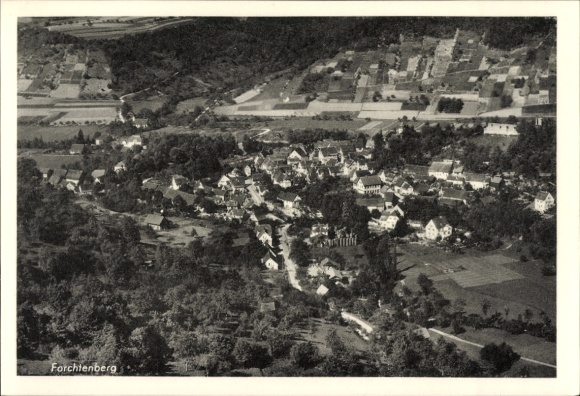 Postcard Forchtenberg in the Hohenlohe district, aerial photograph