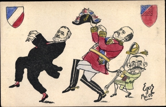 Artist Postcard Caricature, French politician Emile Loubet, King Edward VII of Great Britain