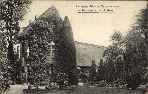 PC Rechtenfleth Hagen in Bremen in Lower Saxony, Hermann Allmers Marschenheim, garden
