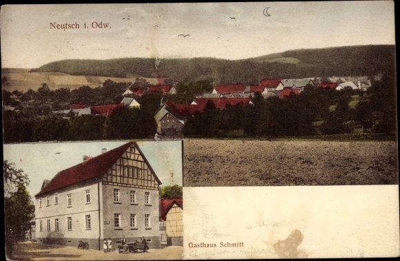 Ansichtkaart Neutsch in het Odenwald Modautal, Gasthaus Schmitt, totaaloverzicht