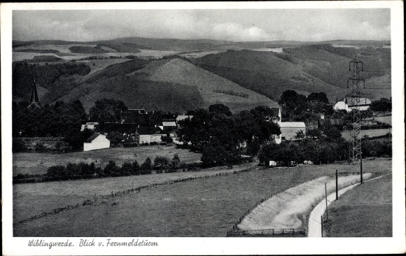 Ak Wiblingwerde im Sauerland, Blick vom Fernmeldeturm, Gasthof Heinrich Winkhaus, Berge