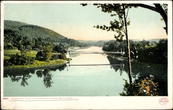 Ak Brattleboro Vermont de V.S., de Rivier van Connecticut, Brug