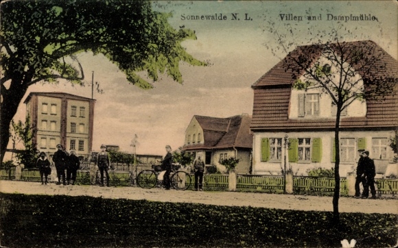 Postcard Sonnewalde in Niederlausitz, villas, steam mill