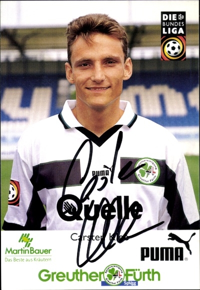 Autograph card footballer Carsten Klee, SpVgg Greuther Fürth, autograph