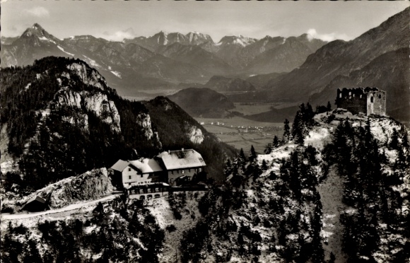 Postcard Pfronten im Allgäu Bavaria, Falkenstein Castle, Falkenstein, castle ruins, castle restaurant
