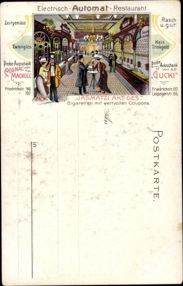Chromo-Litho Berlin Mitte, Electric Automat Restaurant, interior view, Friedrichstrasse 152