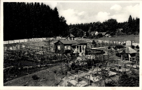 Postcard Isabellengrün Burgk in Thuringia, Elite Fur Farm Saaletalsperre