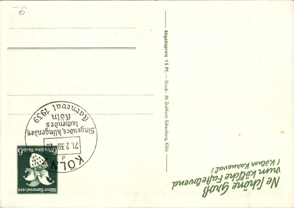 Postal stationery artist PC Cologne on the Rhine, carnival, parade, cathedral