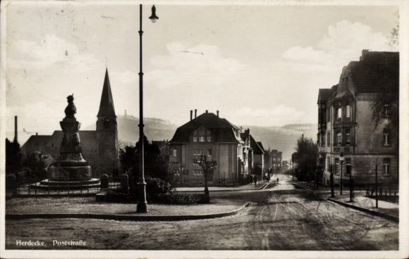 Ansichtkaart Herdecke an der Ruhr, Poststrasse, monument
