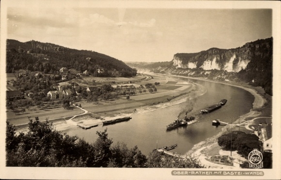 Ak Oberrathen Rathen an der Elbe Sächsische Schweiz, Bastei-Wand
