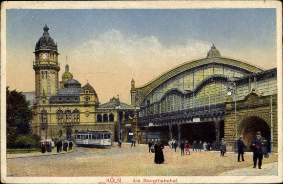 Ak Köln am Rhein, Partie am Hauptbahnhof, Straßenbahn