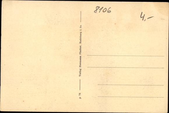 Postcard Radeburg in Saxony, education and home economics school