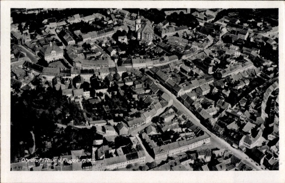 Postcard Ohrdruf in Thuringia, aerial photograph