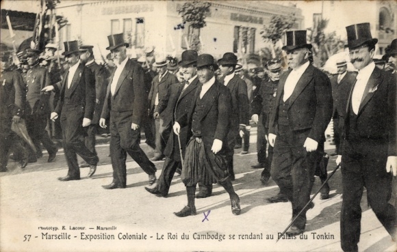 Ak Marseille Bouches du Rhône, Kolonialausstellung 1906, König von Kambodscha, Palais du Tonkin