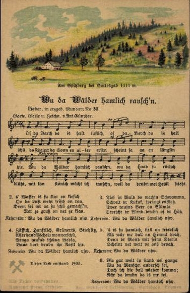 30 individual song cards, Anton Günther