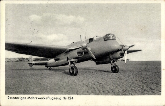 Postcard multi-purpose aircraft Henschel Hs 124