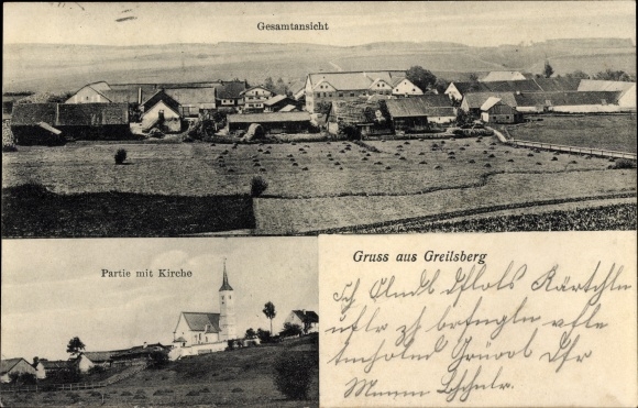 PC Greilsberg Bayerbach near Ergoldsbach Niederbayern, lot with church, general view