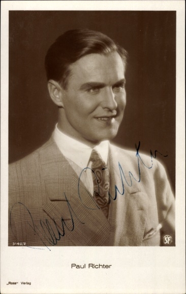 Postcard actor Paul Richter, portrait, Ross 3140/2, autograph