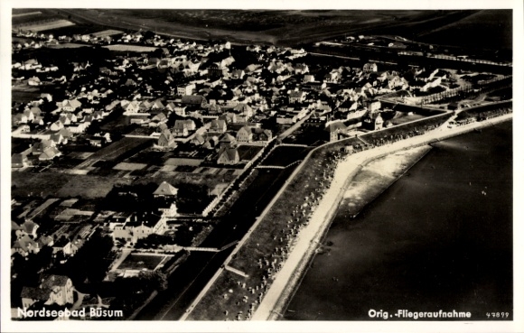 Ak Noordzeebadplaats Büsum, luchtfoto