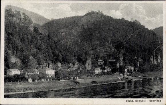 Ak Schmilka Bad Schandau Sächsische Schweiz, Schöne Landschaft, Gebirge, Hausfronten, Wasser, ...