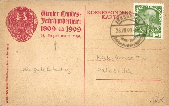 Artysta KP Innsbruck Tirol, Obchody Stulecia Państwa Tyrolskiego 1909, Andreas Hoferbund, Hoferschützen