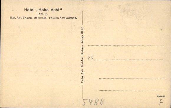 Postcard Adenau in the Eifel, Hotel Hohe Acht