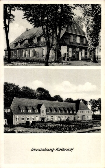 Postcard Rendsburg Rotenhof in Schleswig Holstein, youth hostel, apprentice hostel