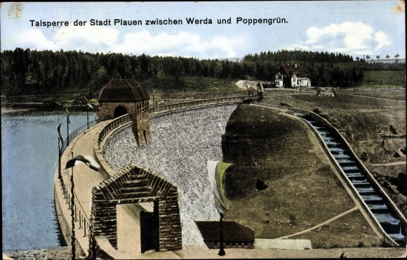 Postcard Werda Sachsen, dam of the city of Plauen