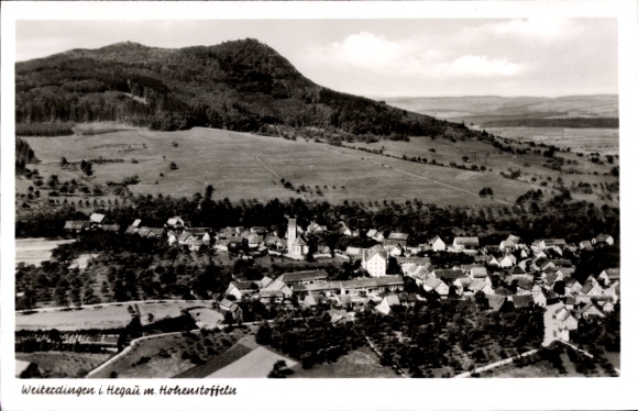 Postcard Weiterdingen Hilzingen im Hegau, aerial photograph, Hohenstoffeln
