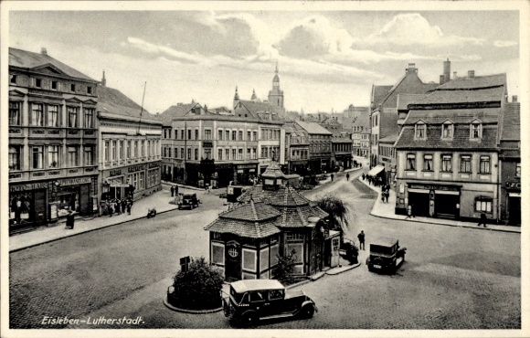 Postcard Lutherstadt Eisleben, view of the plan