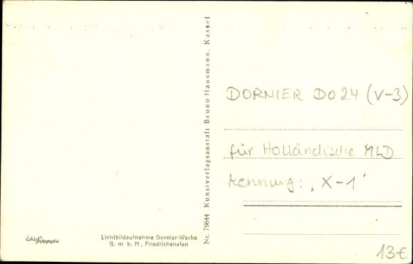 Postcard Hochsee Großflugboot Dornier Do 24, XI, Dutch military aircraft