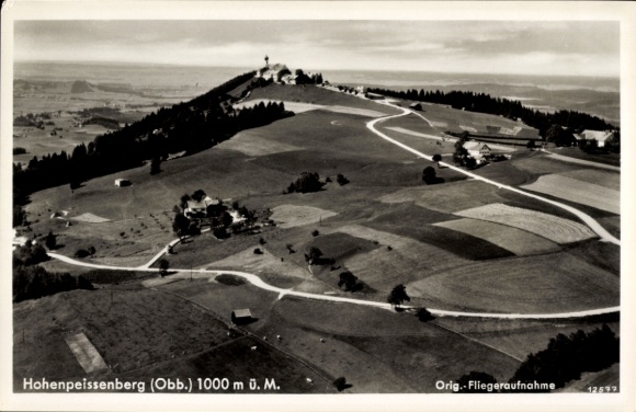 Postcard Hohenpeißenberg Peißenberg Upper Bavaria, aerial photograph
