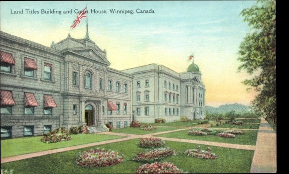 KP Winnipeg Manitoba Kanada, budynek tytułów ziemskich i gmach sądu