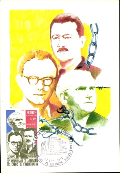 Maximum Postcard 30th anniversary of the liberation of the concentration camps, first day 1975