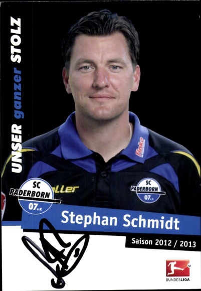 Autograph card head coach Stephan Schmidt, SC Paderborn 07, autograph
