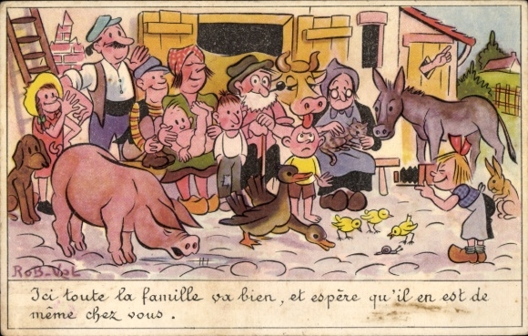 Künstler Ak Vol, Rob, Ici toute la famille va bien, et espère qu'il en est de même chez vous