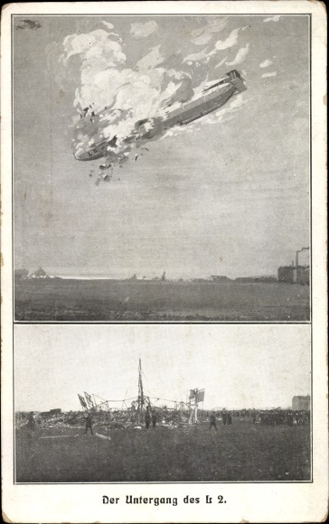 PC Berlin Treptow Johannisthal, sinking of the L 2, zeppelin crash 1913