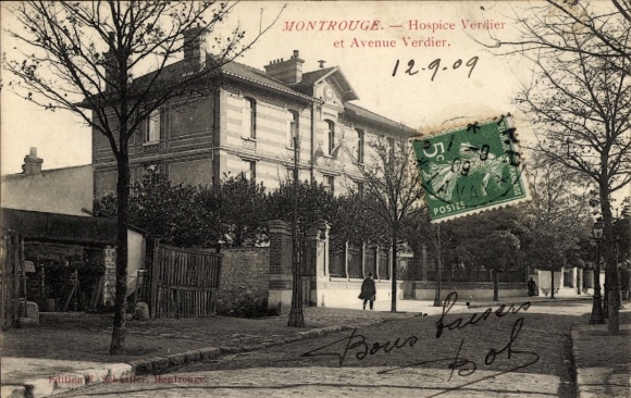 Postcard Montrouge Hauts de Seine, Hospice Verdier et Avenue Verdier