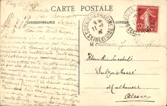 Postcard Bonnières sur Seine Yvelines, Seine, steamer, tug